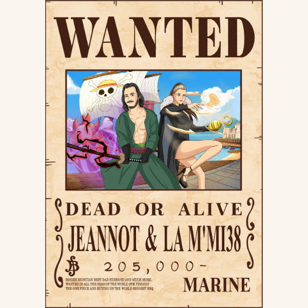 Affiche wanted one piece personnalisé