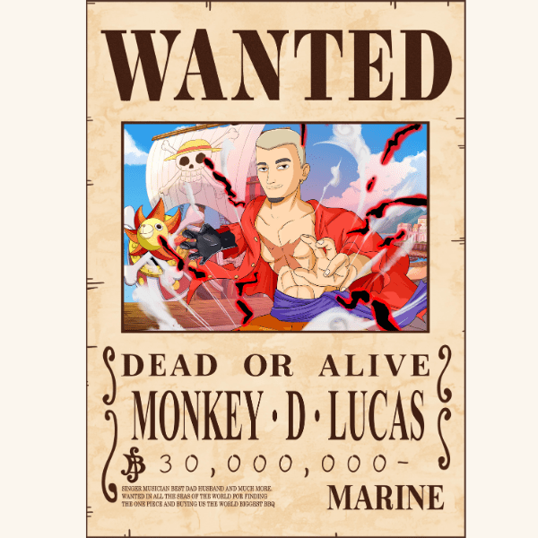 Affiche wanted one piece personnalisé